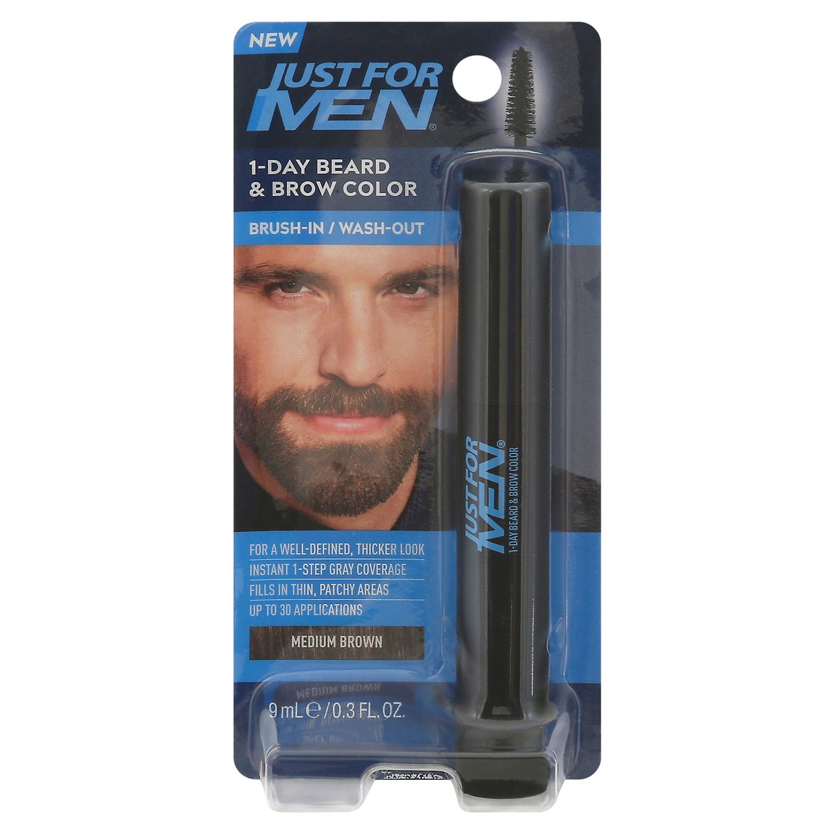 slide 2 of 12, Just for Men 1 Day Medium Brown Beard & Brow Color 0.3 oz, 0.3 fl oz