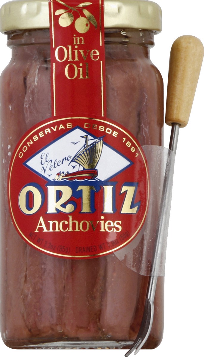 slide 2 of 2, Ortiz Anchovies In Olive Oil with Fork, 3.3 oz