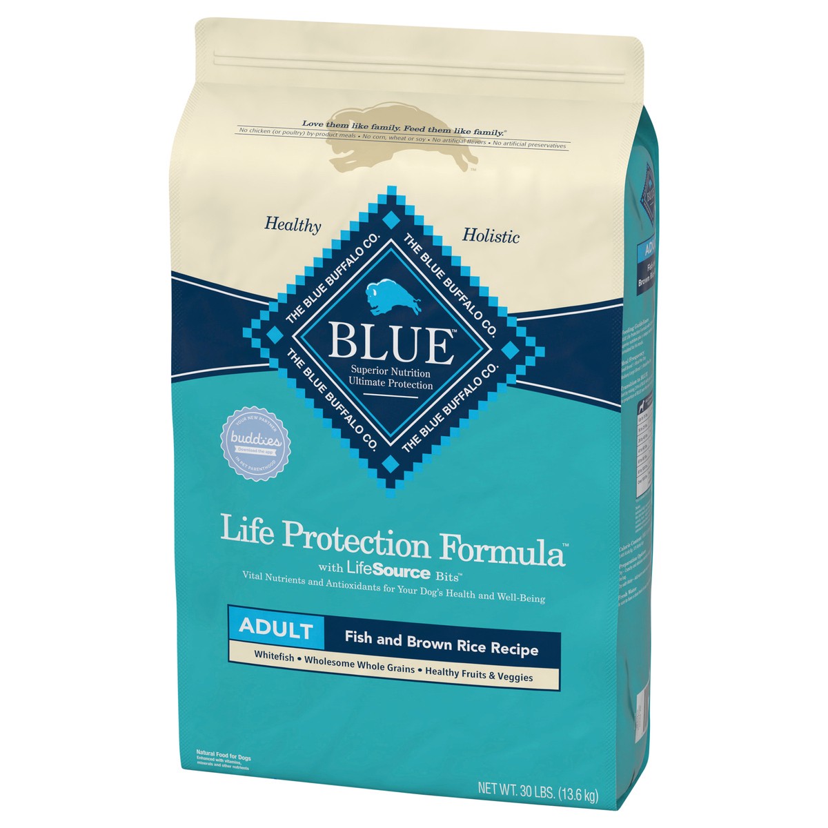 slide 3 of 9, Blue Buffalo Dog Food, Life Protection Formula, Natural Fish & Brown Rice Flavor, Adult Dry Dog Food, 30 lb Bag, 30 lb