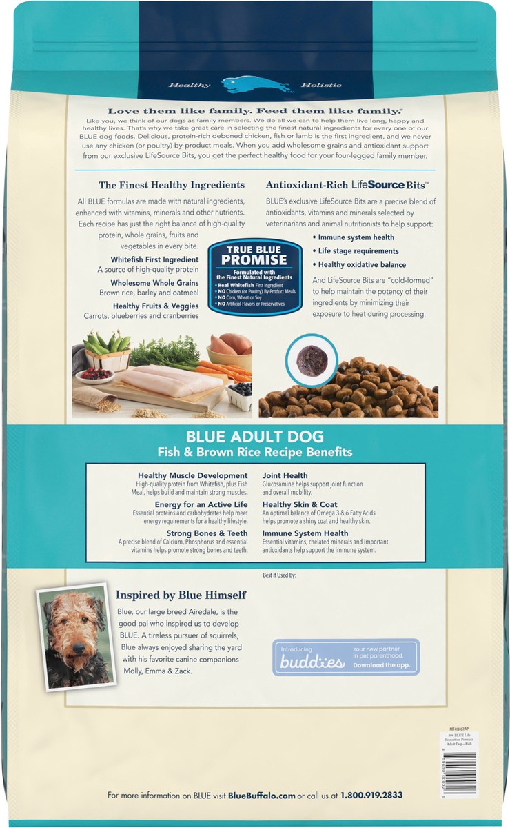 slide 6 of 9, Blue Buffalo Dog Food, Life Protection Formula, Natural Fish & Brown Rice Flavor, Adult Dry Dog Food, 30 lb Bag, 30 lb