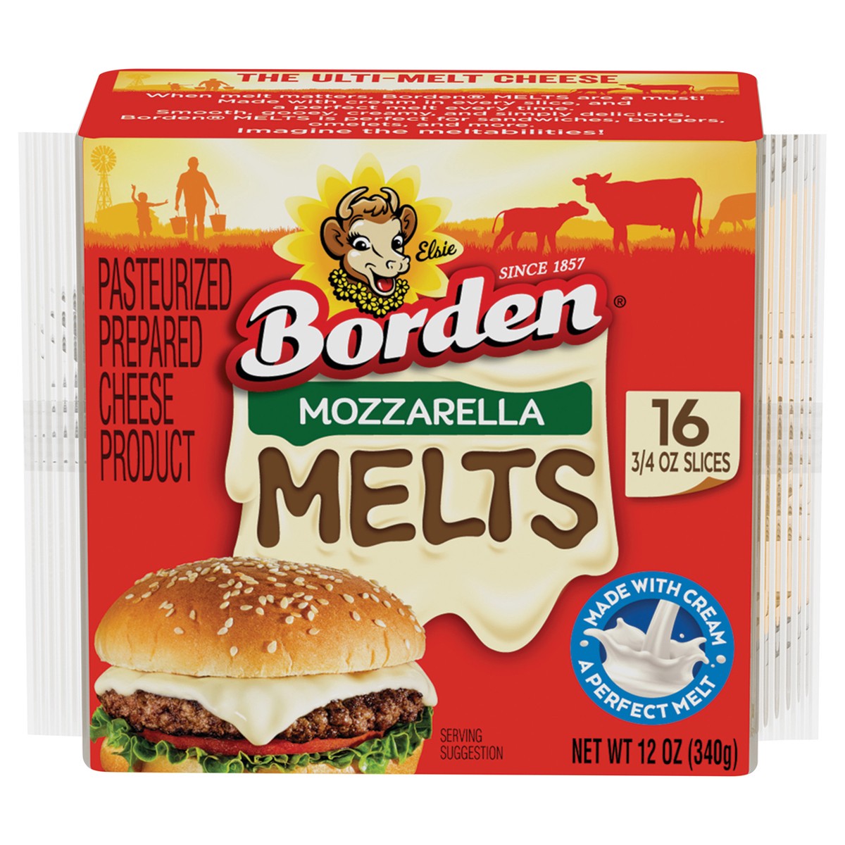 slide 1 of 12, Borden Mozzarella Melt Slices, 12oz, 16 ct