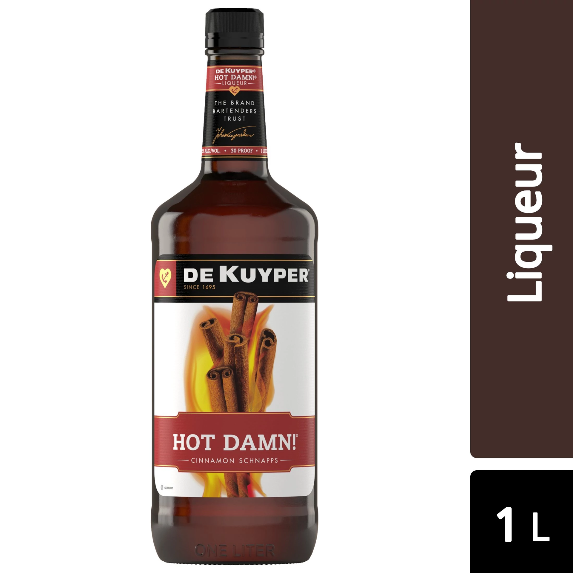 slide 1 of 2, Dekuyper Hot Damn Cinnamon Schnapps, 1 lt, 1 liter