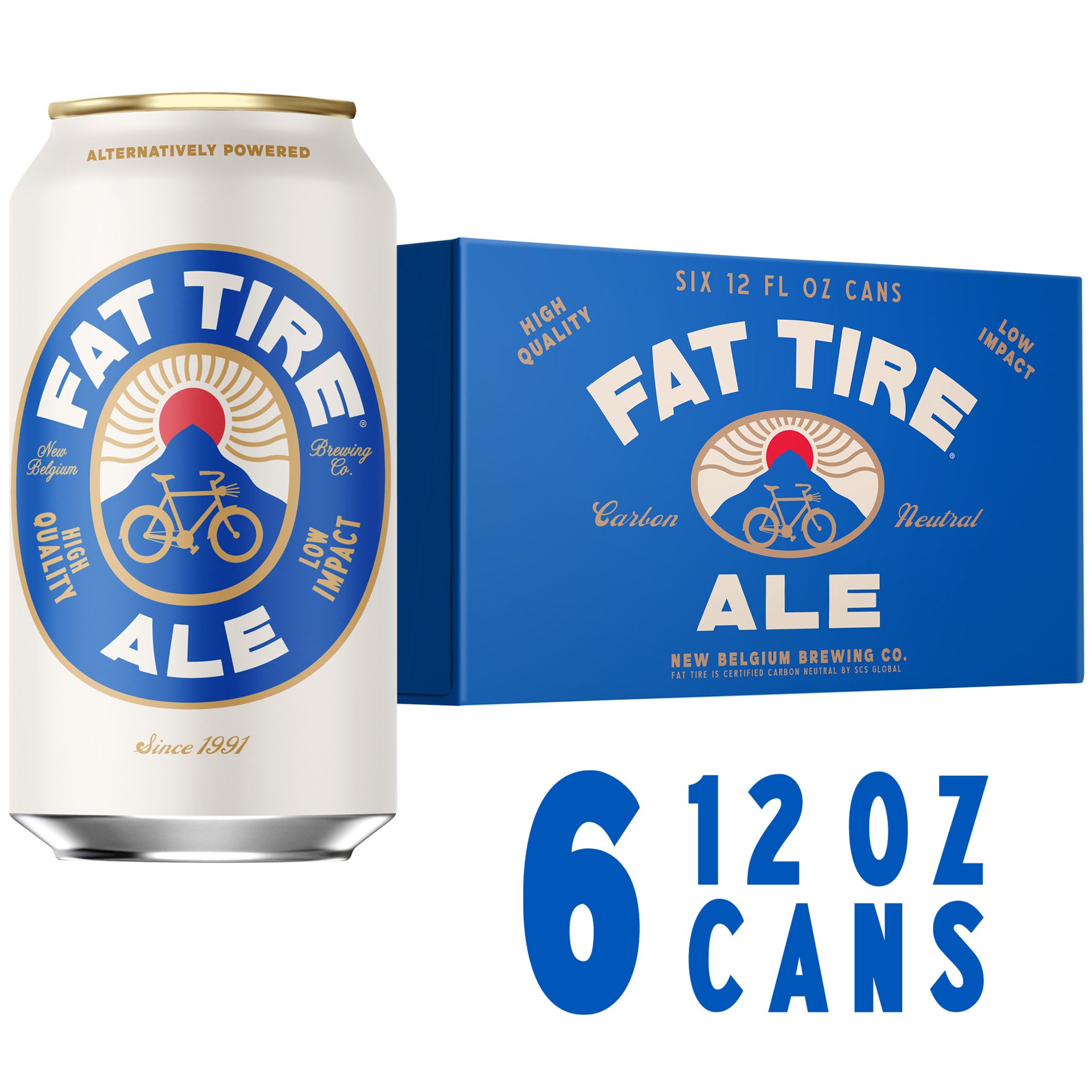 slide 1 of 8, New Belgium Fat Tire Ale Beer, 6 Pack, 12 fl oz Cans, 6 ct; 12 oz