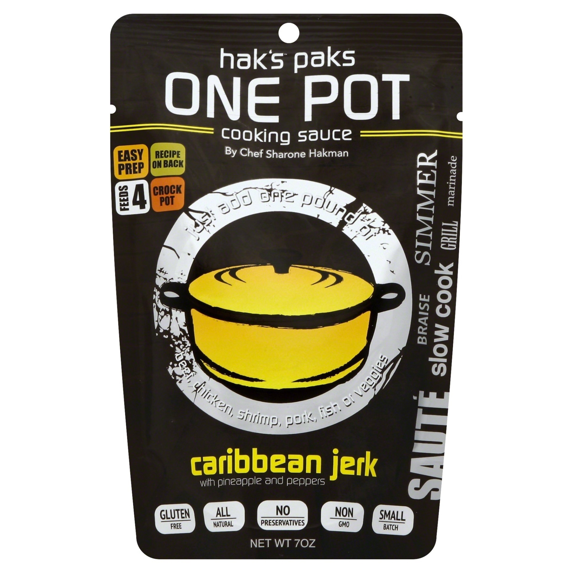 slide 1 of 2, Hak's Paks One Pot Caribbean Jerk Cooking Sauce, 7 oz