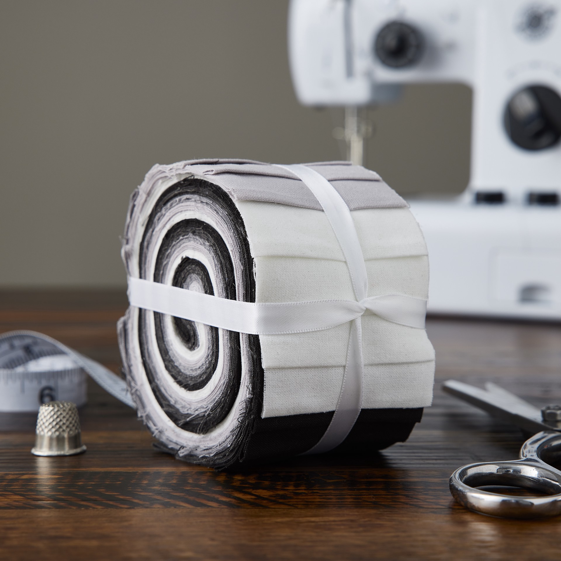 slide 6 of 6, Black & White Solid Cotton Fabric Strips By Loops & Threads, 2.5 in x 42 in