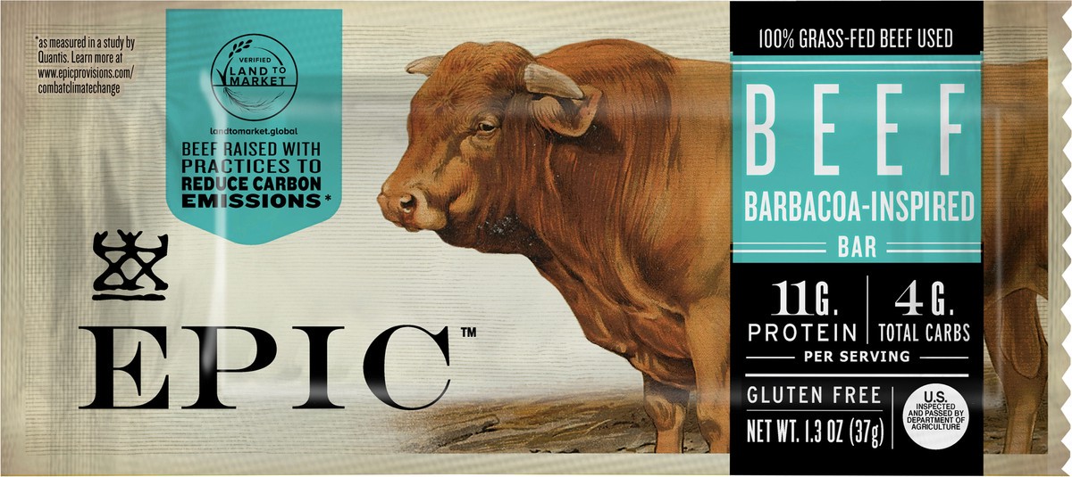 slide 5 of 9, EPIC Beef Barbacoa Inspired Bar, Protein Snacks, Gluten Free, Whole 30, 1.3 oz, 1.3 oz