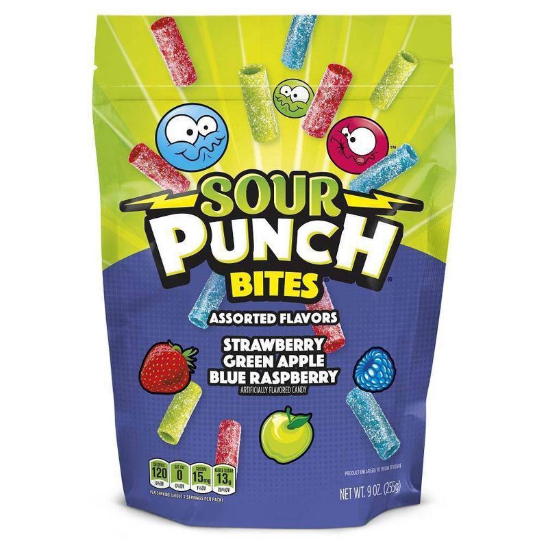 slide 1 of 64, Sour Punch Assorted Flavor Bites - 9oz, 9 oz