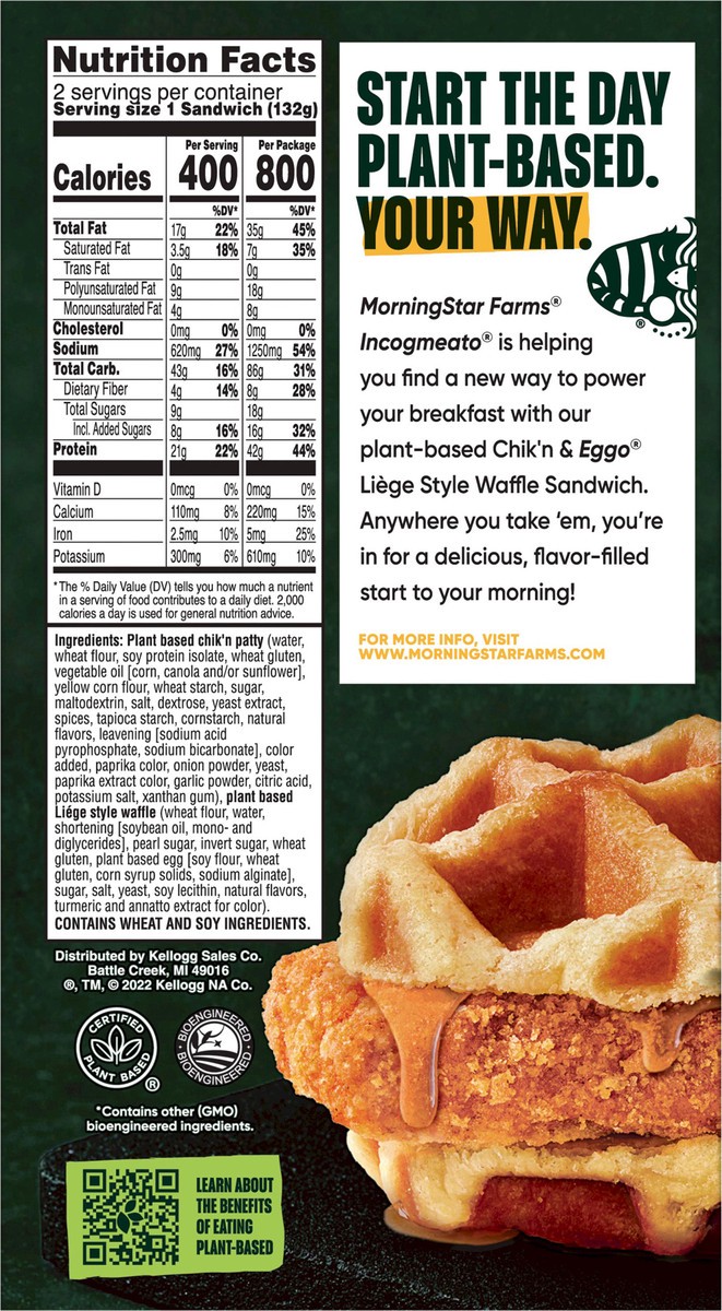 slide 4 of 12, MorningStar Farms Incogmeato Frozen Breakfast Sandwiches, Original, 9.3 oz, 2 Count, 9.3 oz