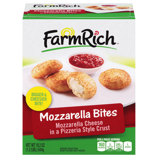 slide 1 of 1, Farm Rich Mozzarella Cheese Bites, 19.2 oz