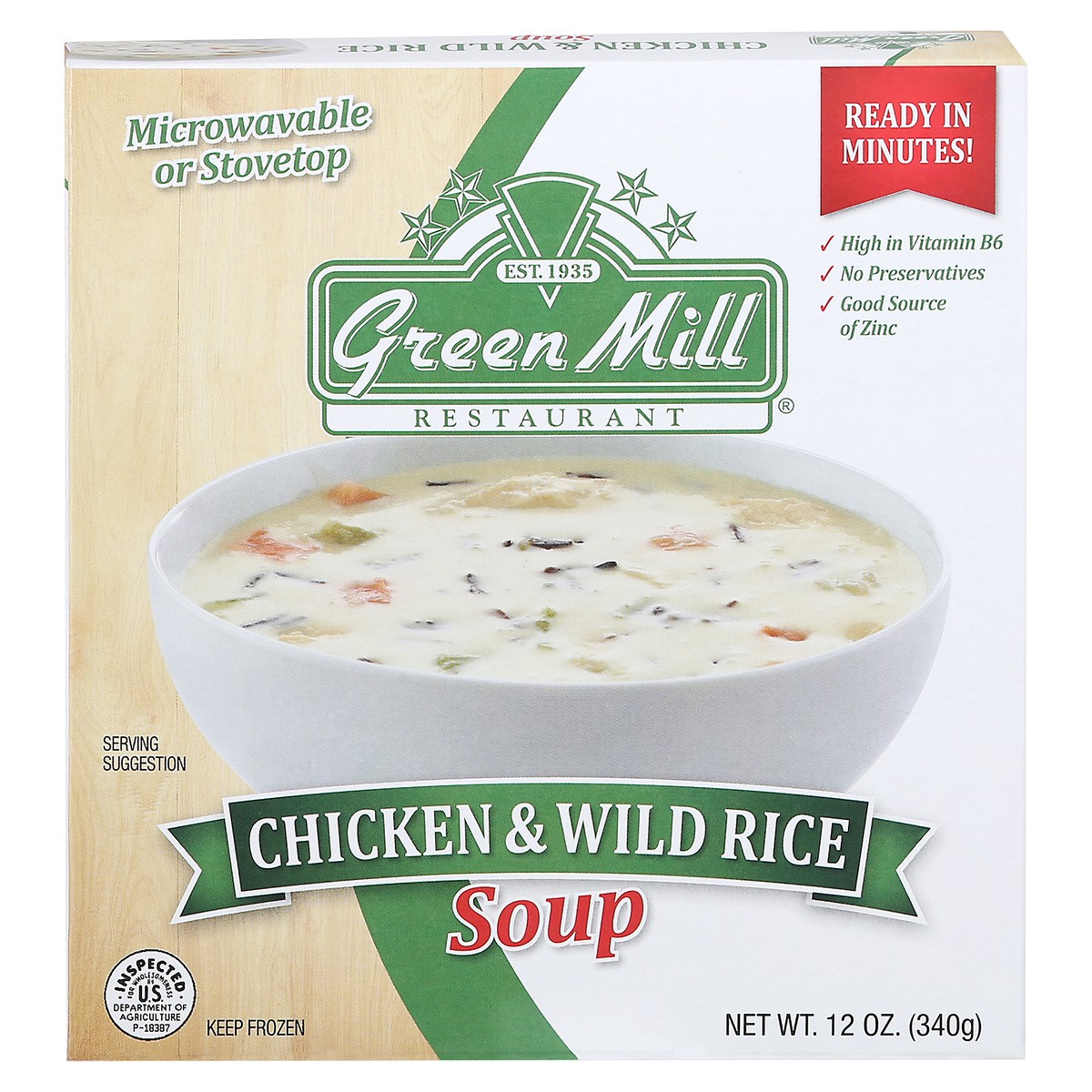 slide 1 of 9, Green Mill Chicken & Wild Rice Soup 12 oz,