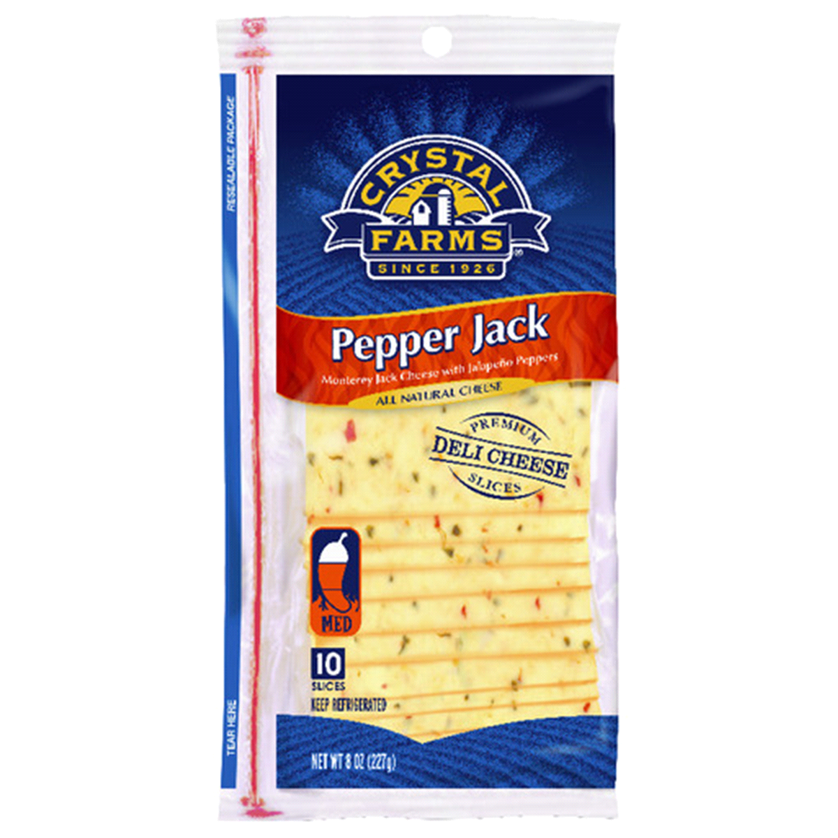 slide 1 of 1, Crystal Farms Pepper Jack Sliced Cheese, 8 oz