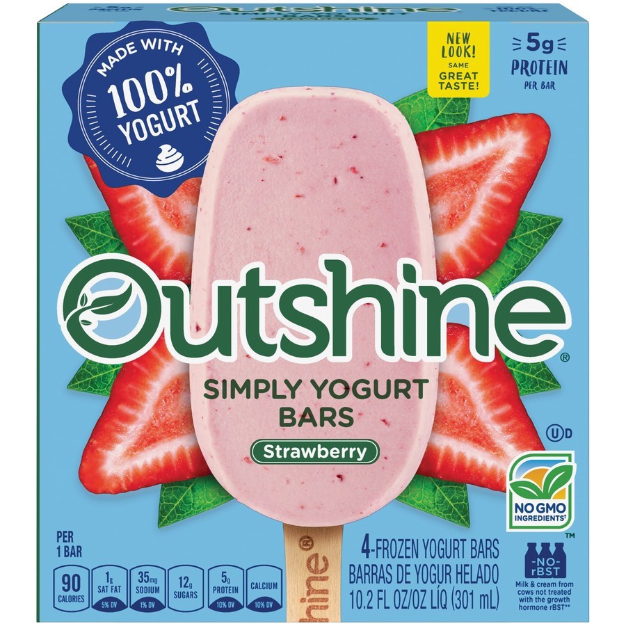 slide 1 of 6, Outshine Strawberry Frozen Yogurt Bars, 4 ct