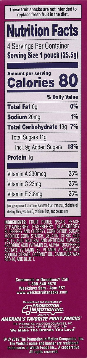 slide 14 of 14, Welch's Fruit Snacks-Berries 4Pk, 1 ct