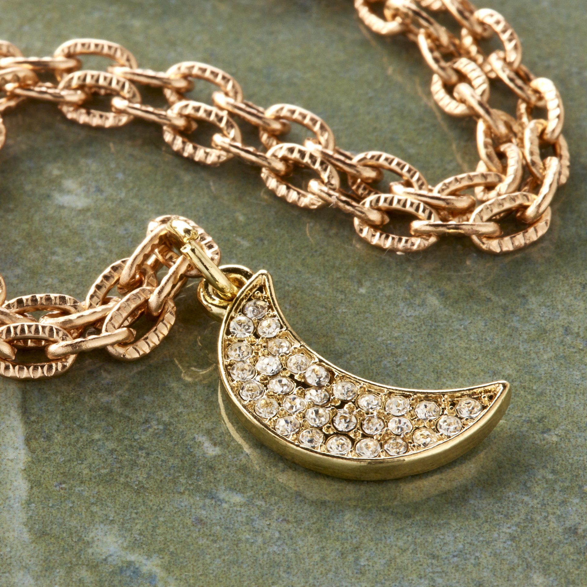 slide 2 of 4, Charmalong 14k Gold-Plated Pave Moon Charm By Bead Landing, 0.75 in x 0.6 in x 0.25 in