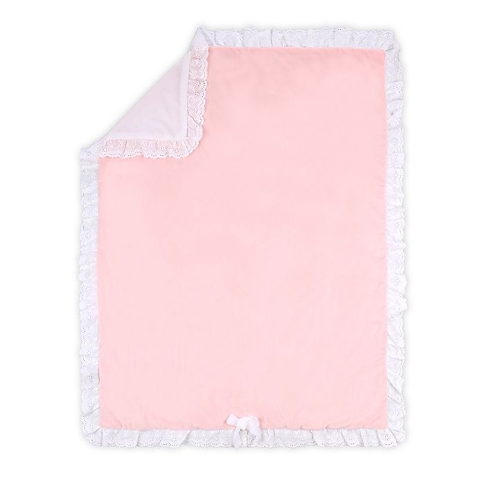 slide 1 of 3, The Peanutshell Farmhouse Crystal Velour Baby Blanket - Pink/White, 1 ct