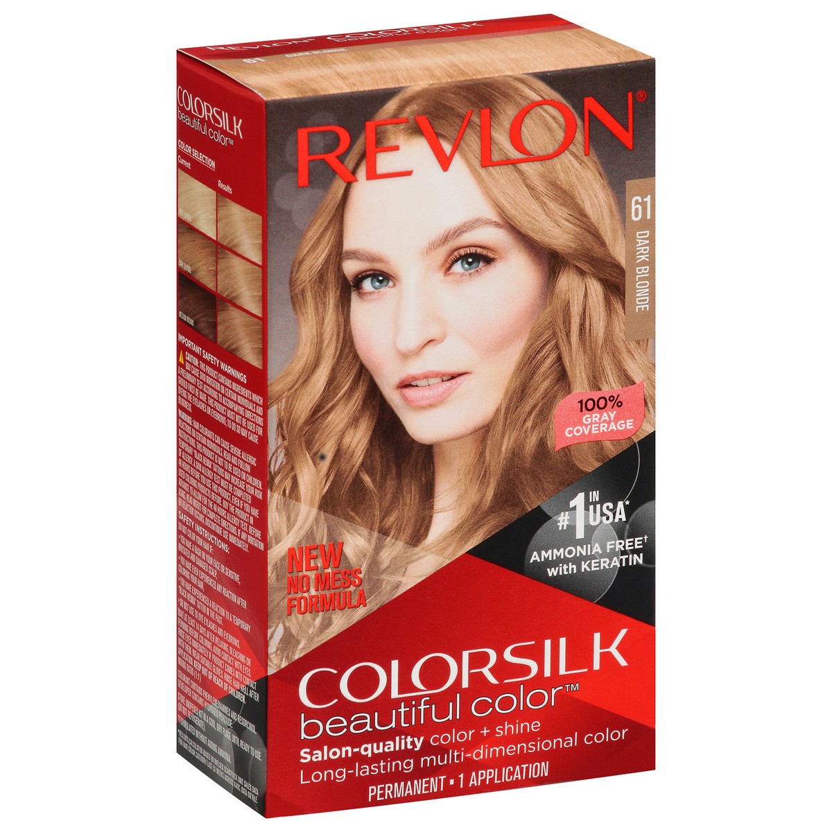 slide 13 of 13, Revlon Colorsilk 61 Dark Blonde Vegan Keratin Permanent Hair Color 1 Each, 1 ct