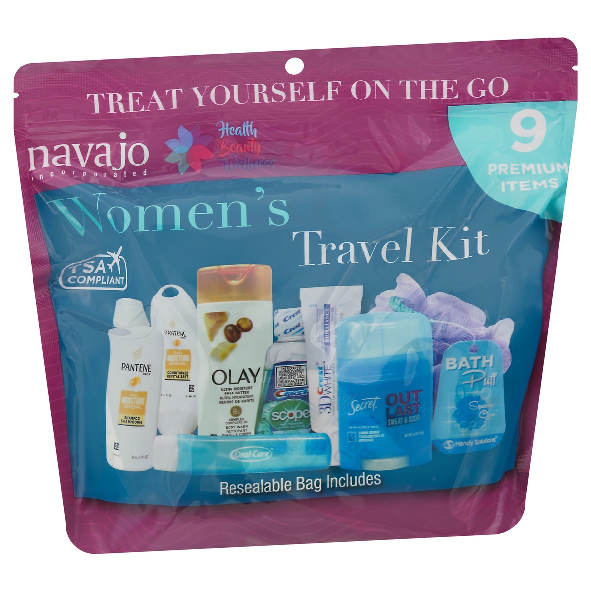 slide 3 of 11, Navajo Handy Solutions Women's Toiletry Travel Kit With Resealable Bag, 9 ct