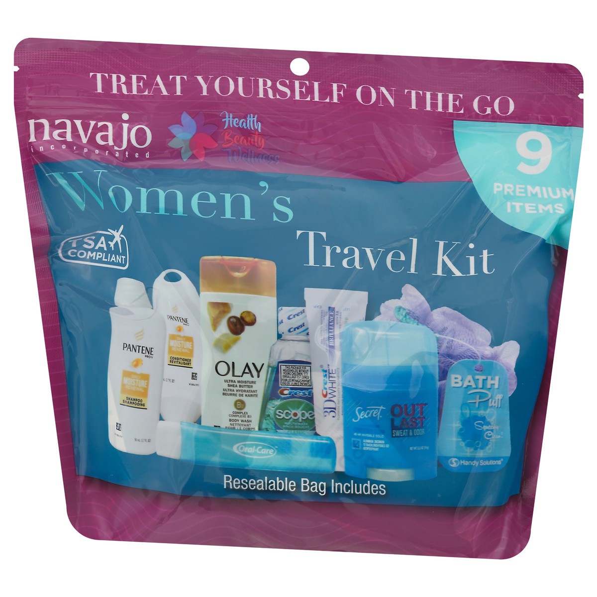 slide 4 of 11, Navajo Handy Solutions Women's Toiletry Travel Kit With Resealable Bag, 9 ct