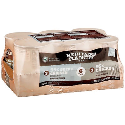 slide 1 of 1, Heritage Ranch by H-E-B 95% Protein Wet Dog Food Variety Pack, 6 ct
