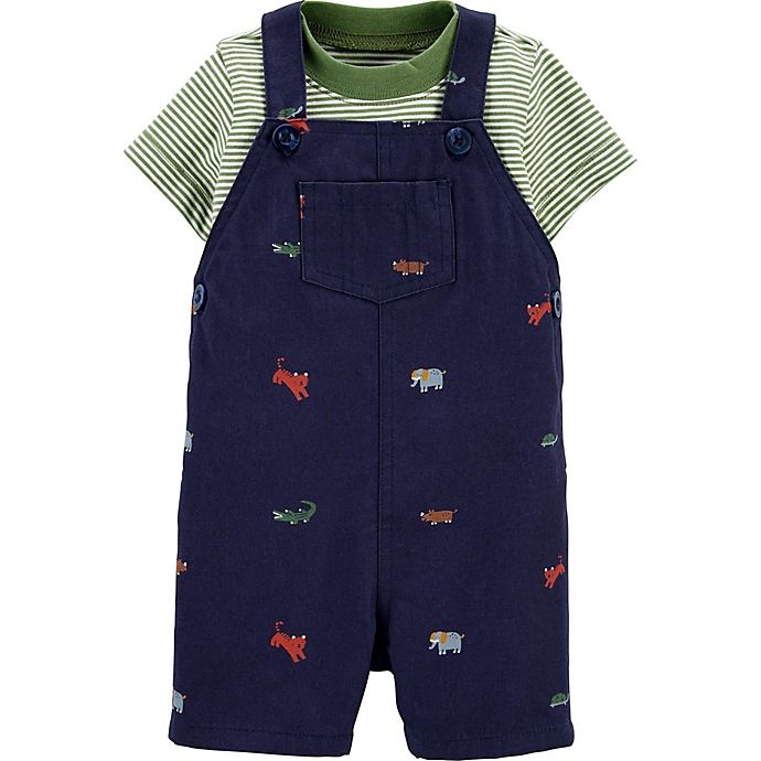 slide 1 of 1, carter's Newborn Striped Tee & Animal Shortalls Set - Navy, 2 ct