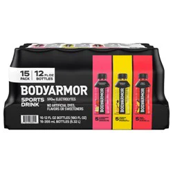 BODYARMOR Variety Pack Electrolyte Sports Drink Bottles, 12 fl oz, 15 Pack