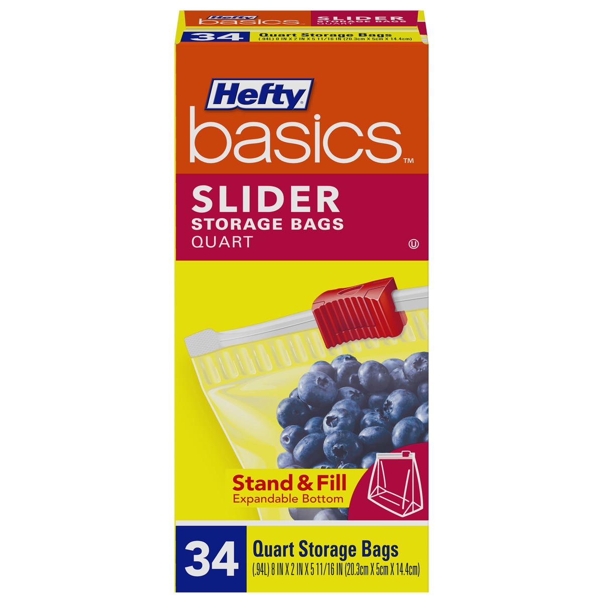 slide 2 of 4, Hefty Basics Quart Storage 34ct, 1 ct