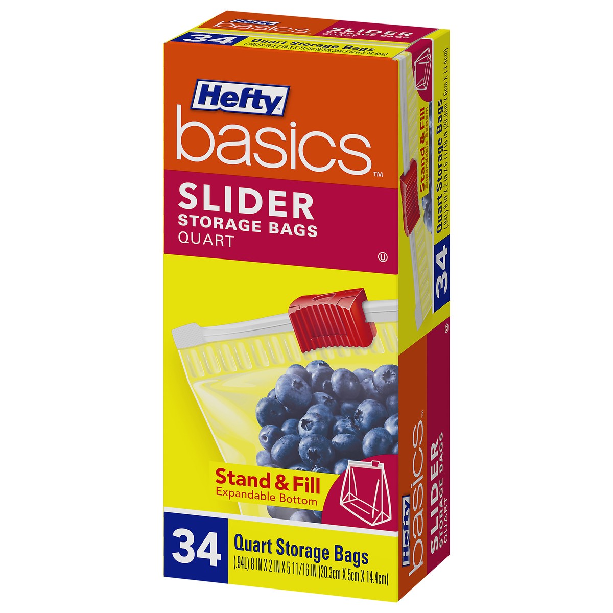 slide 3 of 4, Hefty Basics Quart Storage 34ct, 1 ct