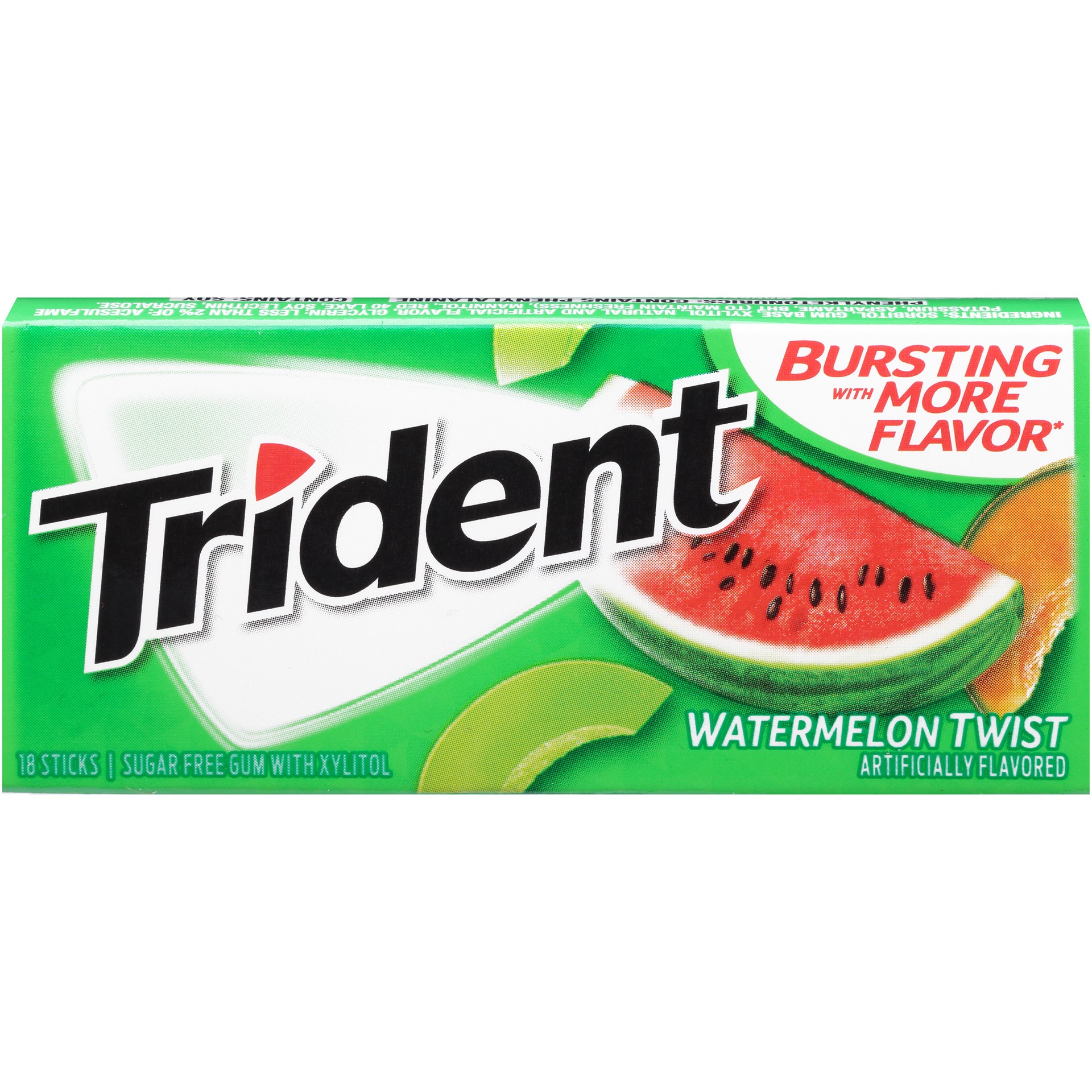 slide 1 of 3, Trident Watermelon Twist Sugar Free Gum, 18 Pieces, per lb