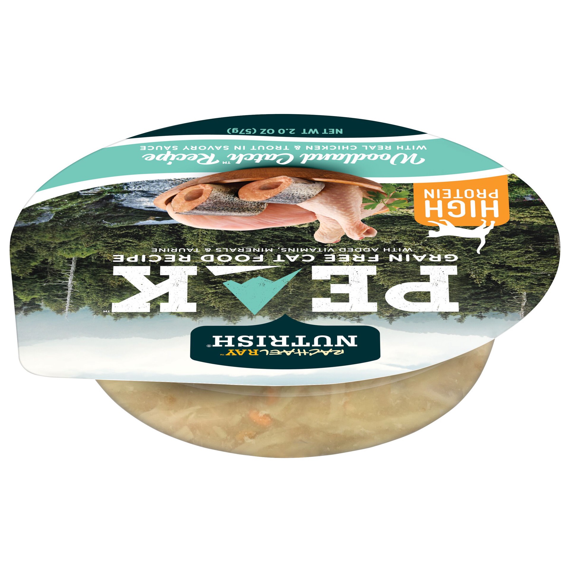 slide 2 of 5, Rachael Ray Nutrish PEAK Natural Wet Cat Food, Grain Free Woodland Catch Recipe with Real Chicken & Trout in Savory Sauce, 2 oz, 2 oz