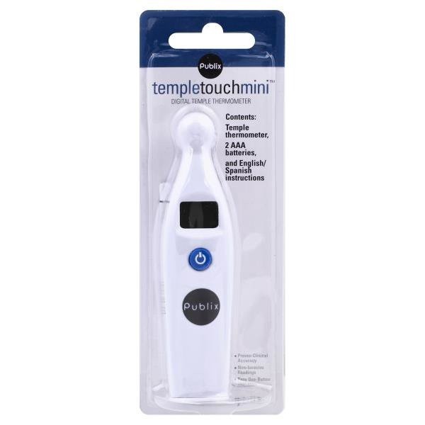 slide 1 of 1, Publix Thermometer, Temple, Digital, Temple Touch Mini, 1 ct