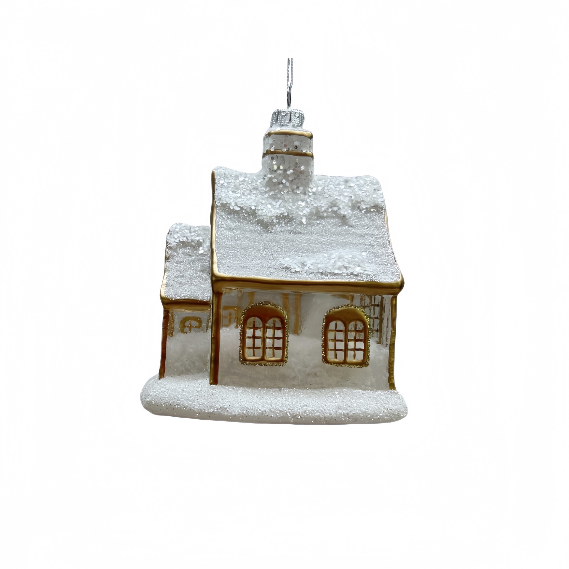 slide 2 of 3, 5" White Snow House Glass Ornament By Ashland, 5 in