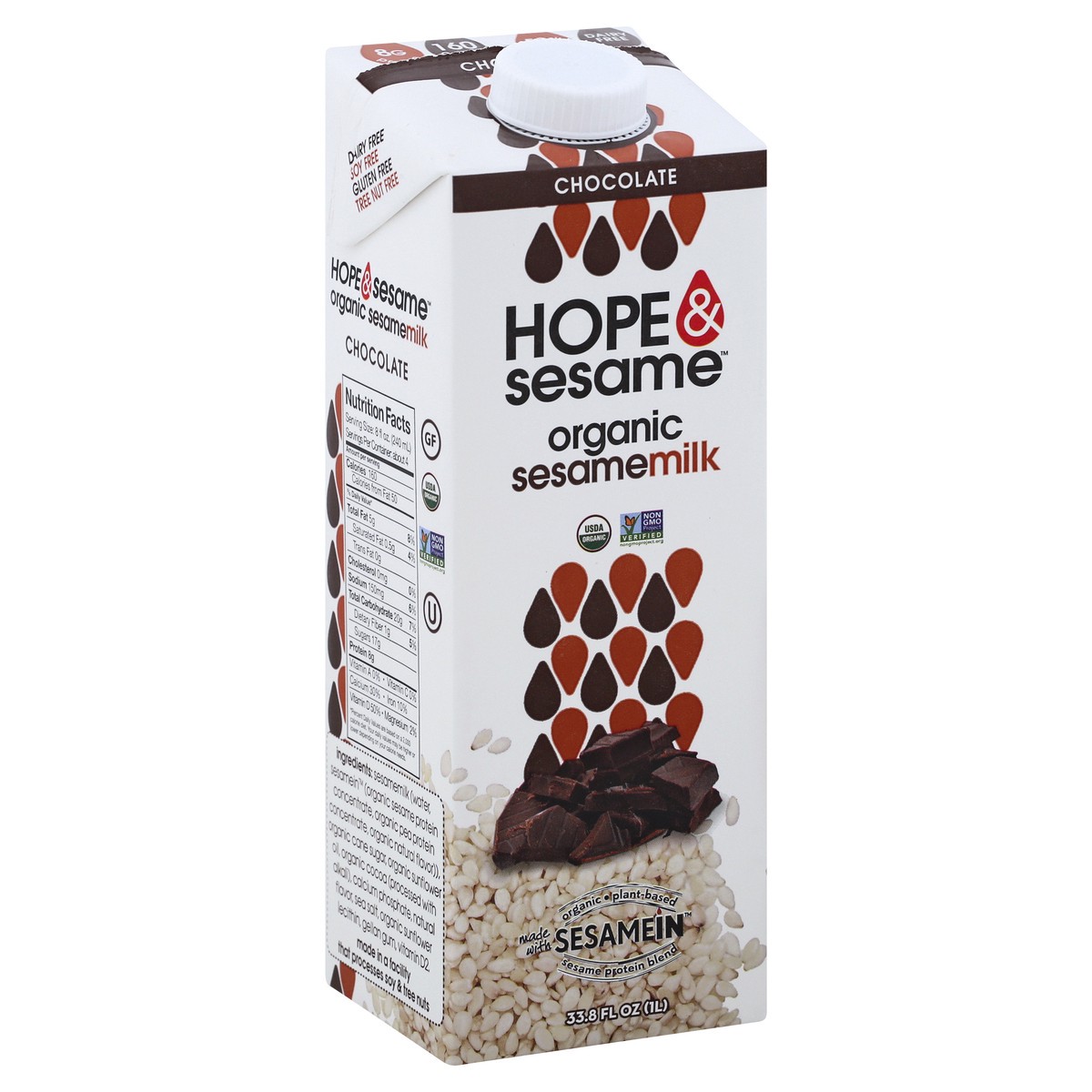 slide 9 of 13, Hope & Sesame Chocolate Organic Sesame Milk, 33.8 oz