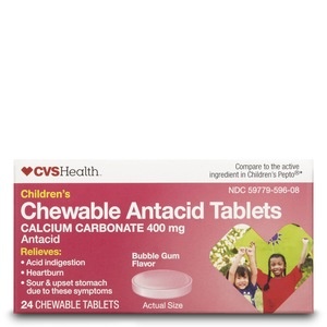 slide 1 of 1, CVS Health Children's Chewable Antacid Tablets Bubble Gum Glavor, 24 ct