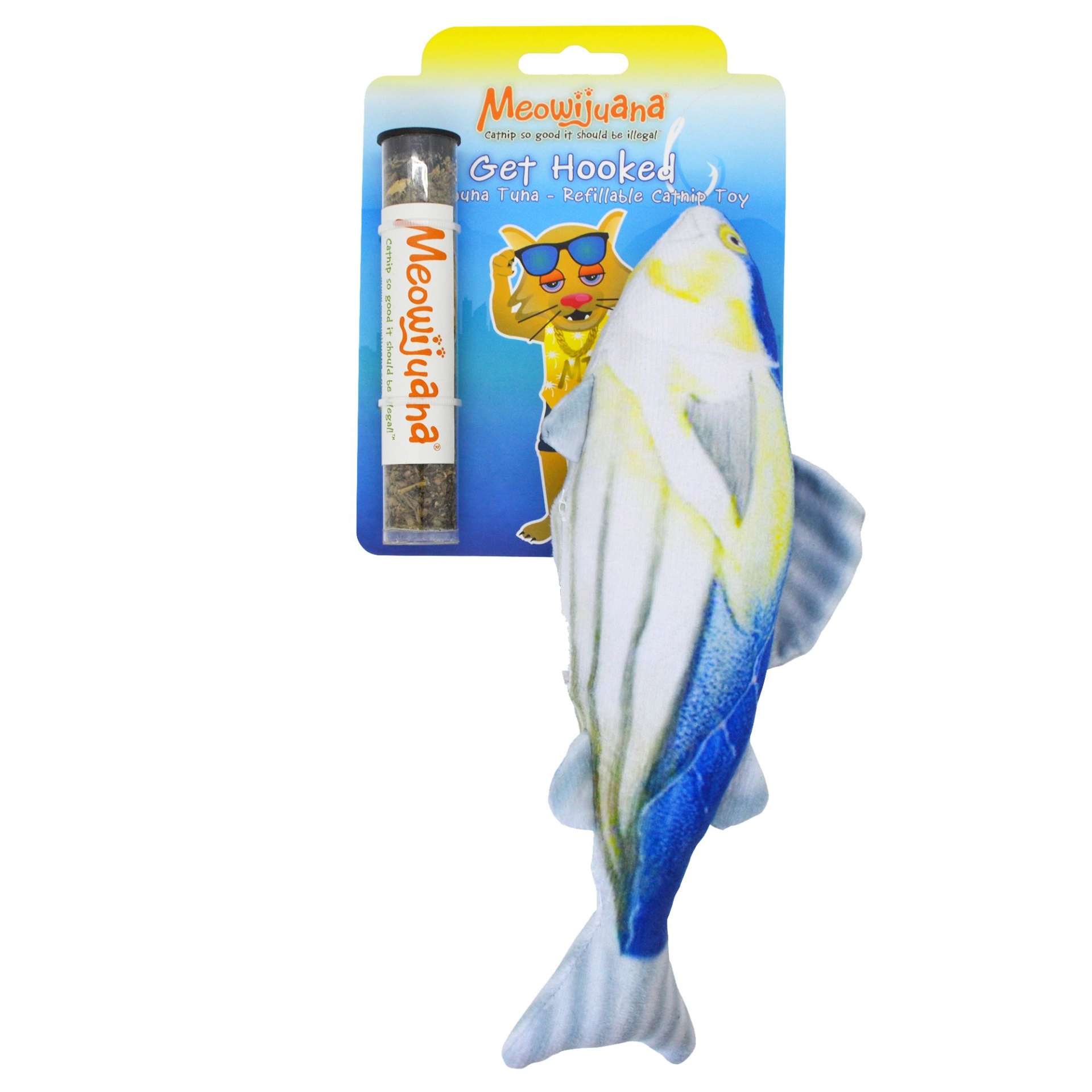 slide 1 of 1, Meowijuana Get Hooked Big Kahuna Tuna Refillable Cat Toy - Catnip, 1 ct