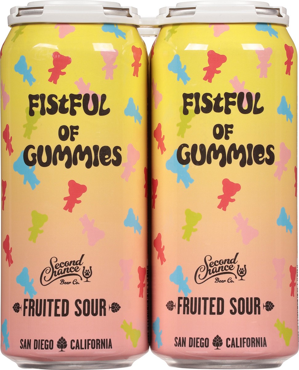 slide 5 of 9, Second Chance Beer Co. Fruited Sour Fistful of Gummies Beer 4 - 1 pt Cans, 4 ct