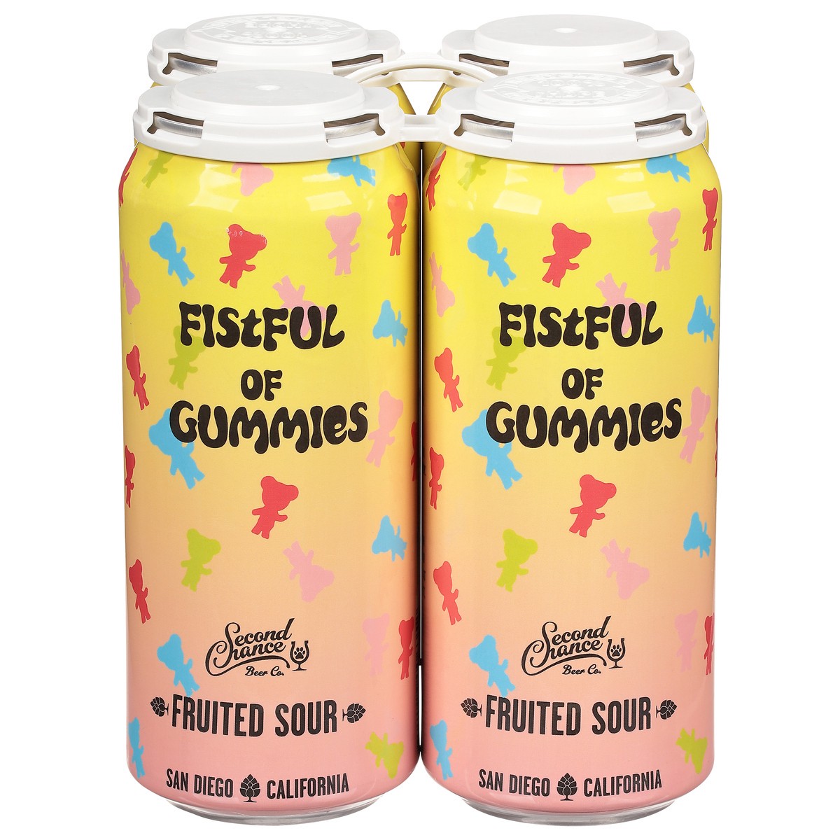 slide 1 of 9, Second Chance Beer Co. Fruited Sour Fistful of Gummies Beer 4 - 1 pt Cans, 4 ct