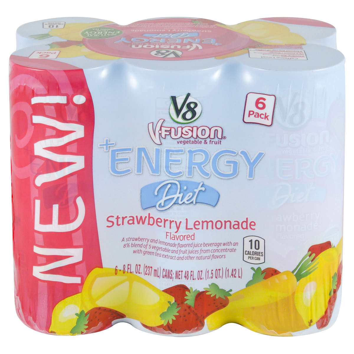 slide 2 of 6, V8 +Energy Diet Strawberry Lemonade, 6 ct; 8 fl oz