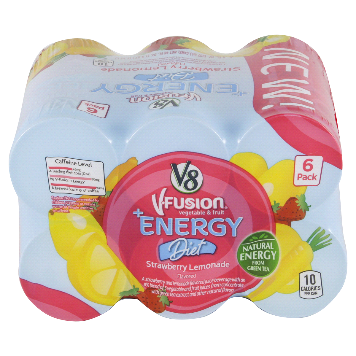 slide 5 of 6, V8 +Energy Diet Strawberry Lemonade, 6 ct; 8 fl oz