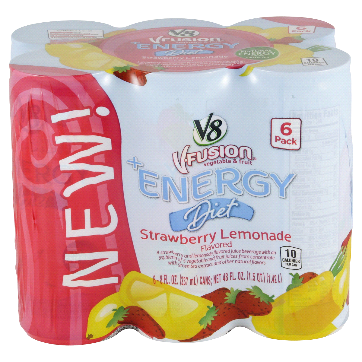 slide 1 of 6, V8 +Energy Diet Strawberry Lemonade, 6 ct; 8 fl oz