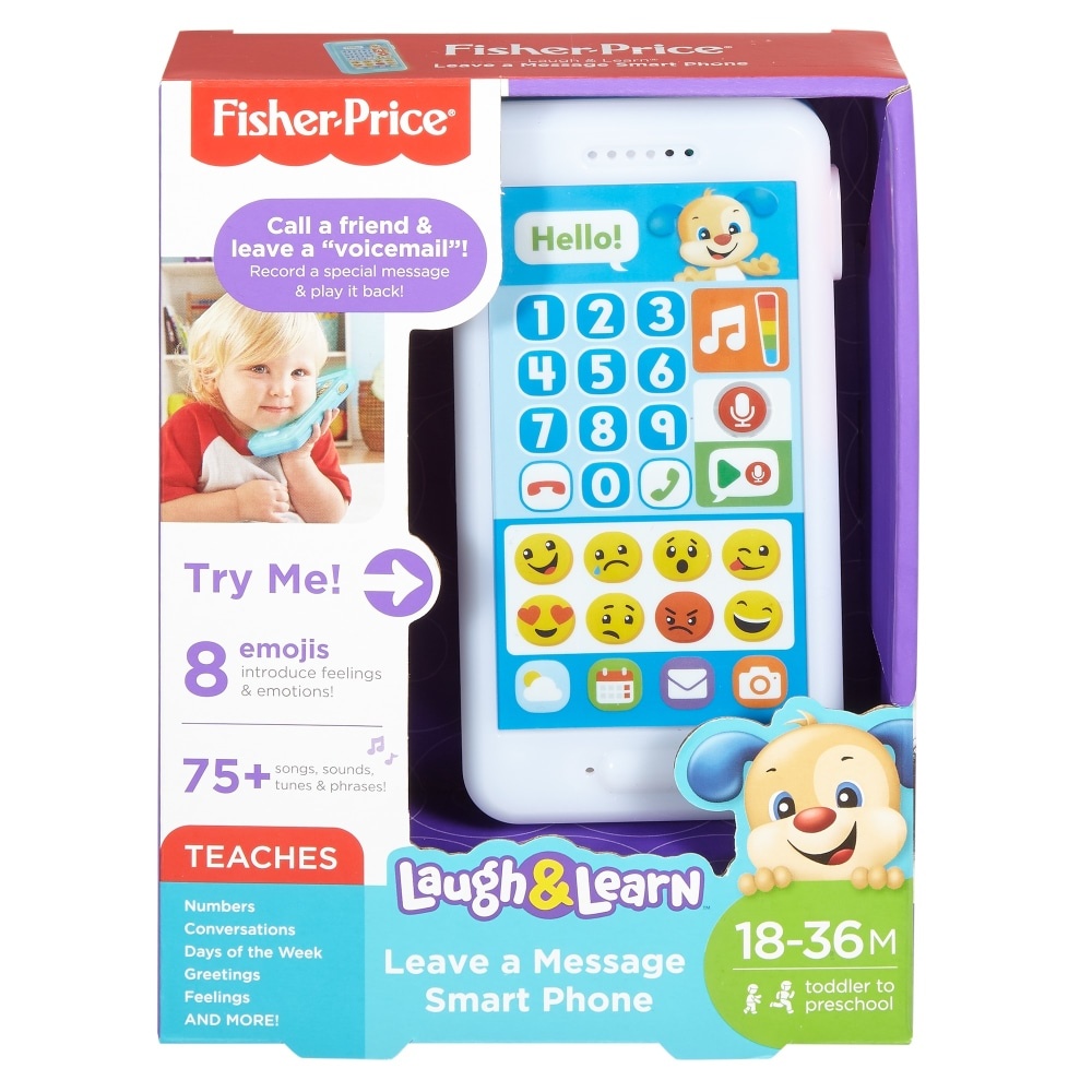 slide 1 of 5, Fisher-Price Laugh and Learn Leave A Message Smart Phone Blue, 1 ct