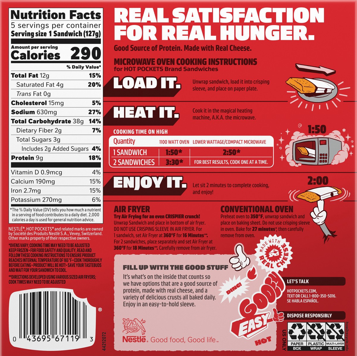 slide 5 of 14, Hot Pockets Italian Style Meatballs and Mozzarella Frozen Snack Foods, Pizza Snacks Made with Reduced Fat Mozzarella Cheese, 5 Count Frozen Snacks, 22.5 oz