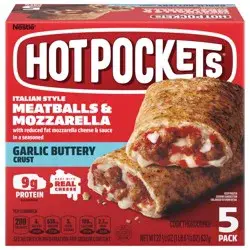 Hot Pockets Italian Style Meatballs and Mozzarella Frozen Snack Foods, Pizza Snacks Made with Reduced Fat Mozzarella Cheese, 22.5 Oz, 5 Count Frozen Snacks