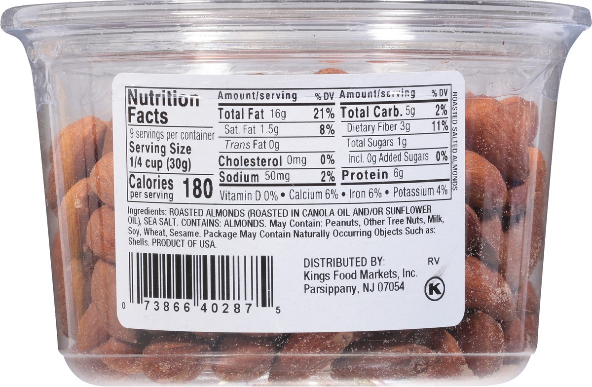 slide 10 of 14, King's Gourmet Foods Roasted Salted Almonds - 9.5 Oz, 9.5 oz