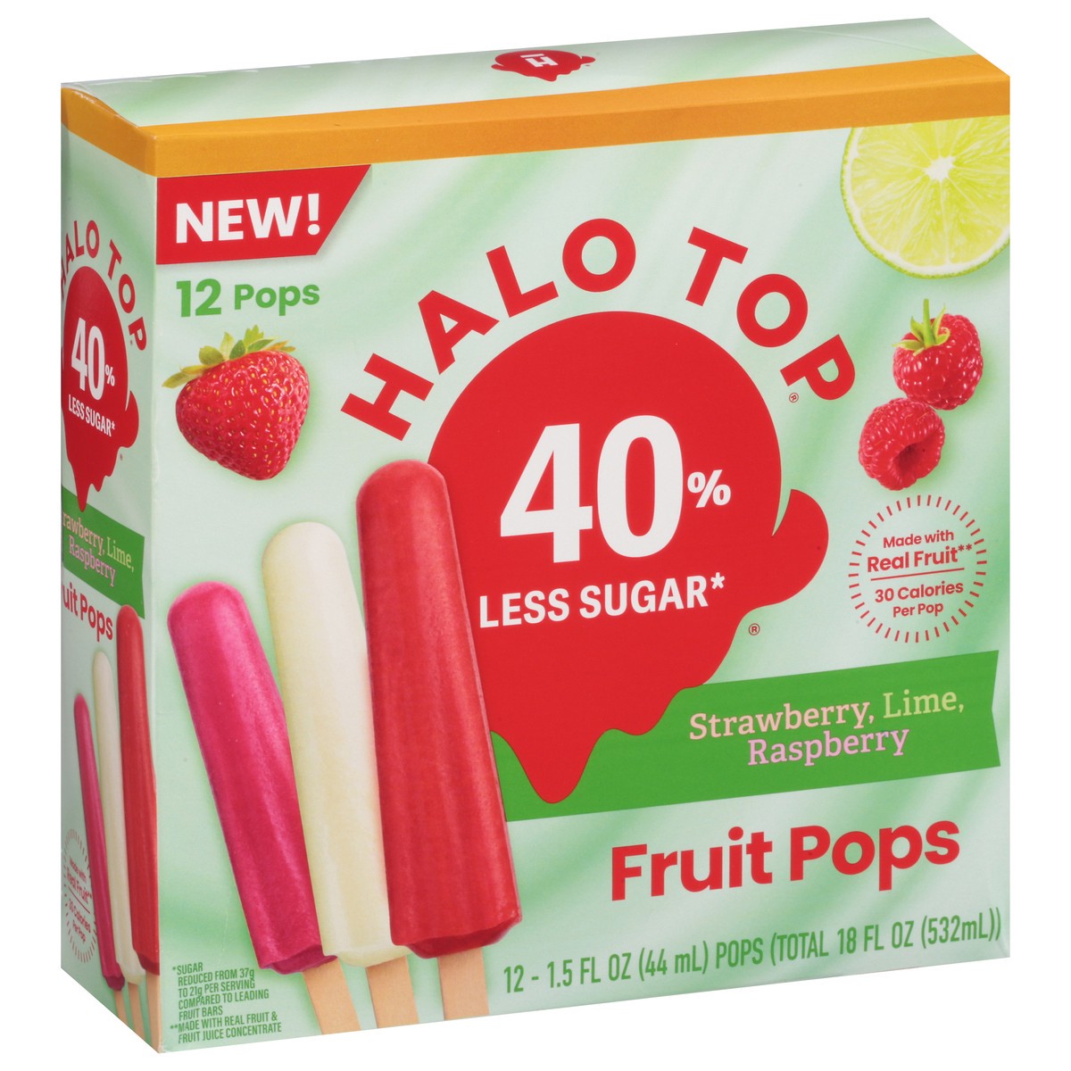slide 2 of 9, Halo Top Fruit Pops Variety Pack - Strawberry, Lime, Raspberry, 12 Pack, 12 ct