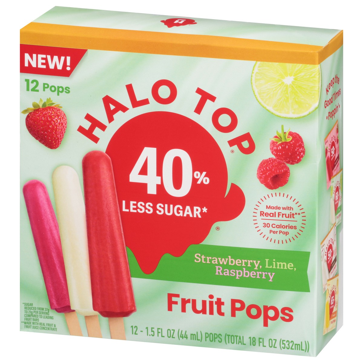slide 3 of 9, Halo Top Fruit Pops Variety Pack - Strawberry, Lime, Raspberry, 12 Pack, 12 ct