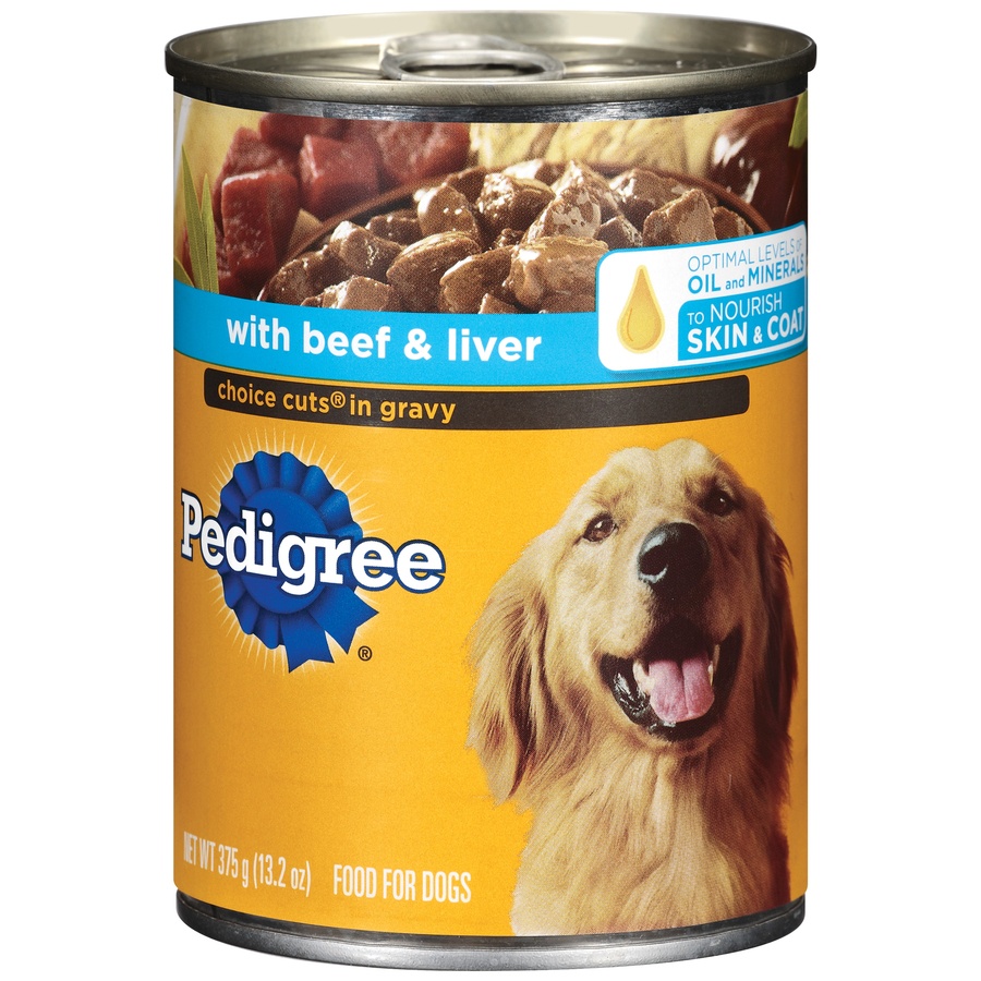 slide 1 of 1, Pedigree Choice Cuts In Gravy W/Beef & Liver Wet Dog Food, 13.2 oz