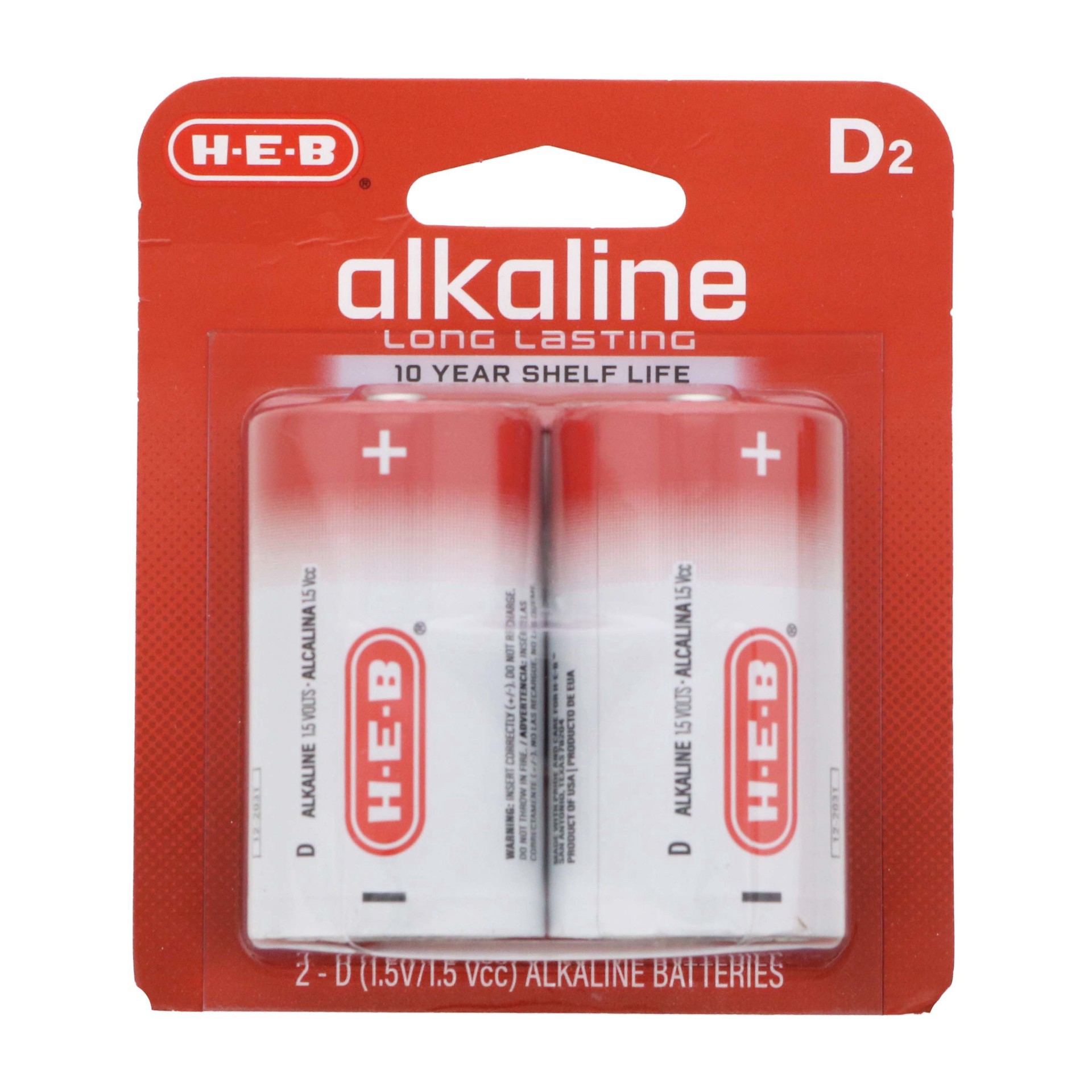 slide 1 of 1, H-E-B Pro+ Alkaline D Batteries, 2 ct