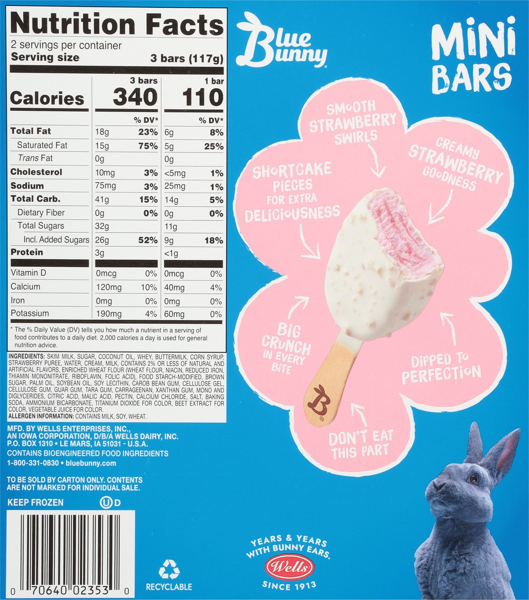 slide 6 of 9, Blue Bunny Mini Bars Strawberry Shortcake, Frozen Dessert, 6 Pack, 6 ct