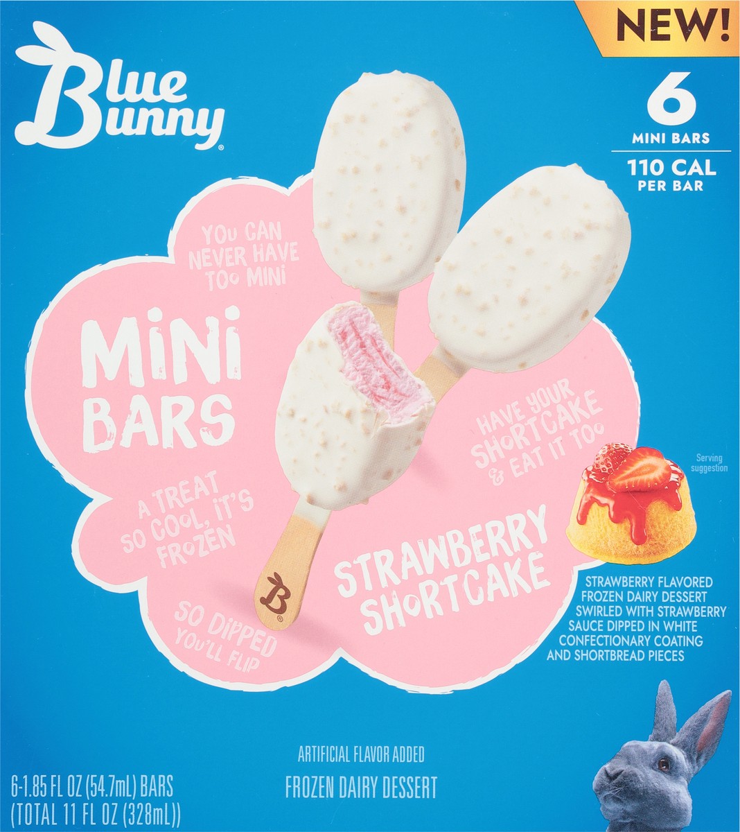 slide 3 of 9, Blue Bunny Mini Bars Strawberry Shortcake, Frozen Dessert, 6 Pack, 6 ct