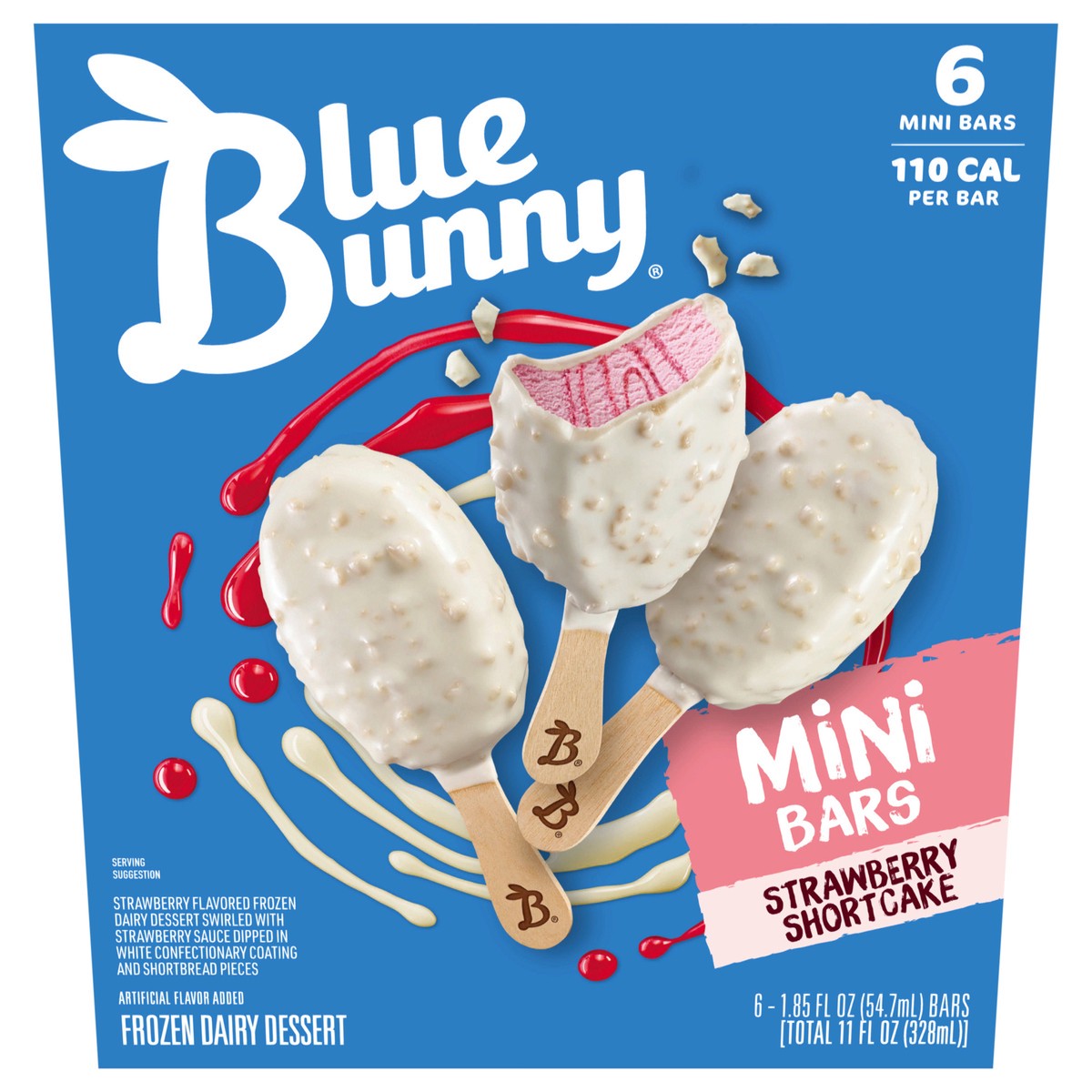 slide 1 of 9, Blue Bunny Mini Bars Strawberry Shortcake, Frozen Dessert, 6 Pack, 6 ct